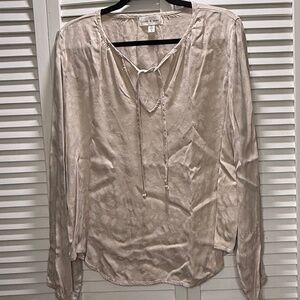 Cloth & Stone, Jacquard Tie-Neck Blouse, Cream/Ivory  Sz M